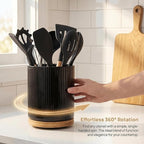 QUELIEN Utensil Holder, 360° Rotating Ceramic Kitchen Utensil Holder - Image 2