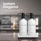 White Glass Hand and Dish Soap Dispenser Set by Brighter Barns - Image 2