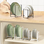 2 Pack Large Plate Holders Organizers Upright Cabinet Dish Drying Racks Metal - Image 5