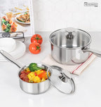 MICHELANGELO Stainless Steel Saucepan Set, 1QT & 3QT Saucepans - Image 7