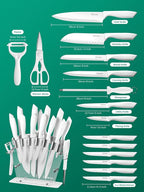 Knife Set, D.Perlla 16 Pieces White Kitchen Knife Set - Image 2