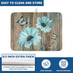 Teal Sunflowers Drying Mat 24x18 Inch, Summer Wooden Board Drying Mat - Image 5