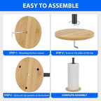 Wooden Paper Towel Holder Countertop, Non-Slip Base, Stainless Steel, - Image 5