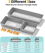 10 Pack Large Size Plastic Drawer Organizers Set, 3 Sizes Desk Drawer Organizer - Image 2