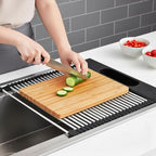 Roll Up Dish Drying Rack Over Sink, 17.5" x 15.2" Foldable SUS304 Stainless - Image 7