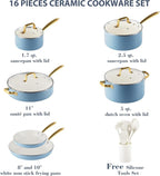 Ceramic Cookware Set, VONIKI 16 Pcs Pots and Pans Set Non Stick, Kitchen - Image 2