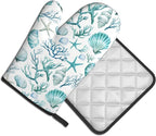 Nautical Oven Mitts and Pot Holders Sets Coastal Kitchen Mitts Potholders 2PCS - Image 2