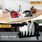 MinBoo Bamboo Pot Lid Organizer Pot Lid Holder, Pot and Pan Organizer Drawer - Image 3