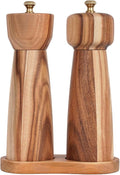 Salt and Pepper Mill Set with Tray, Adjustable Ceramic Grinder Salt Mill by DeroTeno