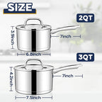 LIANYU Stainless Steel Saucepan Set of 2, 2QT & 3QT Sauce Pan - Image 2