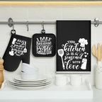Sratte 6 Pcs Kitchen Decor Accessories Set Farmhouse Towels Pot Holders Oven - Image 3