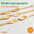 Riveira Bamboo Cooking Spoons 6-Piece – Wooden Cooking Utensils Set - Image 4