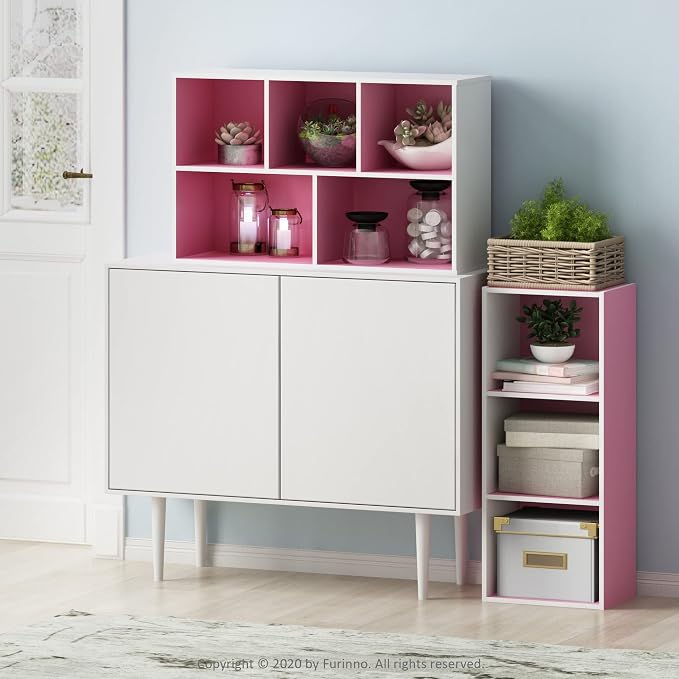 Furinno LUDER Book Shelf, 5-Cube Bookshelf, Reversible Bookcase, 9.4 x 19.5 x - Image 2