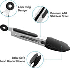 7-Inch Silicone Tongs Pack of 3, Small Tongs - Image 3