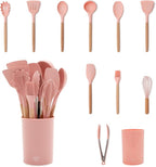 GreenLife 11 Piece Silicone Utensil Crock Set, Nonstick Kitchen Tools, Slotted by GreenLife