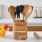Wood Utensil Holder for Kitchen Counter, 360° Rotating Kitchen Utensil Holder - Image 2