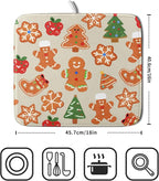 Christmas Dish Drying Mat for Kitchen Counter 16x18 Cute Gingerbread Themed - Image 2