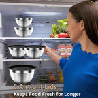 Mixing Bowls with Airtight Lids Set, Large Prep Metal Mixing Bowls - Image 5