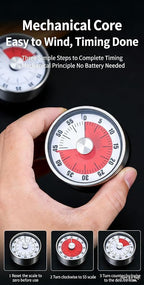 Mechanical Kitchen Timer, 60-Minute Wind Up Countdown Timer - Image 4