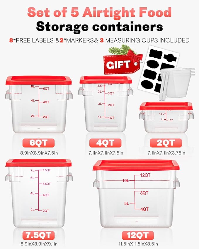 4QT NSF Food Storage Containers: 8 PCS Commercial Clear Food Storage Containers - Image 9