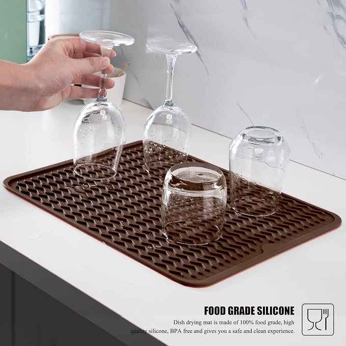 Silicone Dish Drying Mat, Non-Slip Easy Clean Sink Mat Large Heat-resistant - Image 5