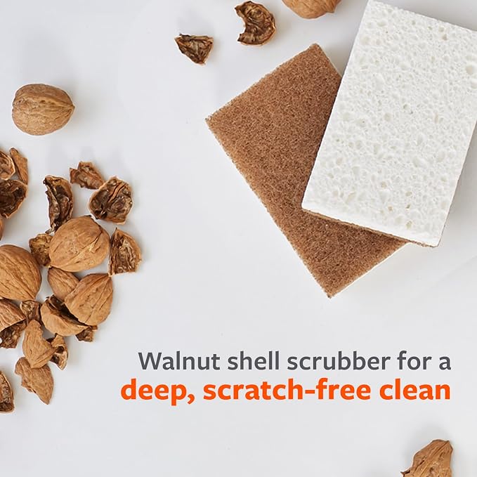 Full Circle Walnut and Cellulose Scrubber Sponges – Pack of 6 – Powerful - Image 4