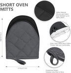 Short Oven Mitts, Heat Resistant 500°F, Silicone Grip Kitchen Gloves, Non-Slip - Image 2