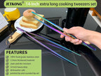 JETKONG 2 Pcs 14-Inch Culinary Tweezers Extra Long Food Tweezers Kitchen - Image 3