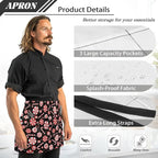 Server Apron with 3 Pockets, Waterproof Oil Waitress Waiter Half Apron - Image 6