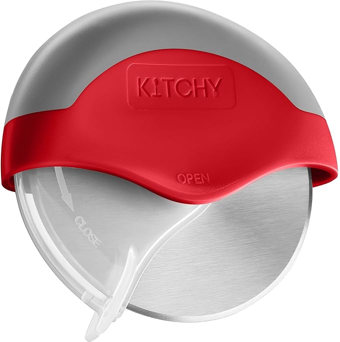 Kitchy Pizza Cutter Wheel with Protective Blade Cover, Ergonomic Pizza Slicer by KITCHY