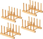 HBlife 4pcs Bamboo Dish Plate Bowl Cup Book Pot Lid Cutting Board Drying Rack by HBlife