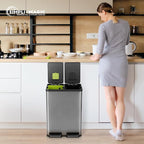 Simpli-Magic 16 Gallon Elegant Black Step Trash Can – Dual Compartment Kitchen - Image 9
