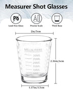 SAIAOKJ Shot Glasses Measuring Cup Set 2PACK Espresso Shot Glasses Liquid Heavy - Image 2