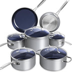 Nuwave Healthy Duralon Blue Ceramic Nonstick Cookware Set, Diamond Infused by NuWave