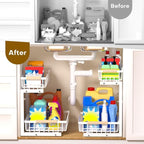 Under Sink Organizer, 2 Tier Pull Out Under-Sink Shelves, Adjustable Height - Image 6