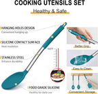 Silicone Cooking Utensils Set, E-far 14-Piece Blue Kitchen Utensils Set - Image 3