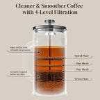 Veken French Press Coffee Maker 34oz, No Plastic Touching Cafe, Thickened Glass - Image 7