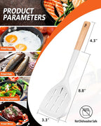 Pack of 2 Silicone Spatula, Non Stick Cooking Utensil Set Wooden Handle Kitchen - Image 2