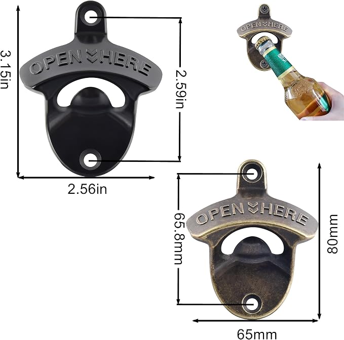 12 PCS Wall Mount Beer Opener Bulk, Stainless Mountable Bottle Cap Opener - Image 5
