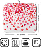 Valentines Dish Drying Mat for Kitchen Counter Hearts Holiday Microfiber - Image 2