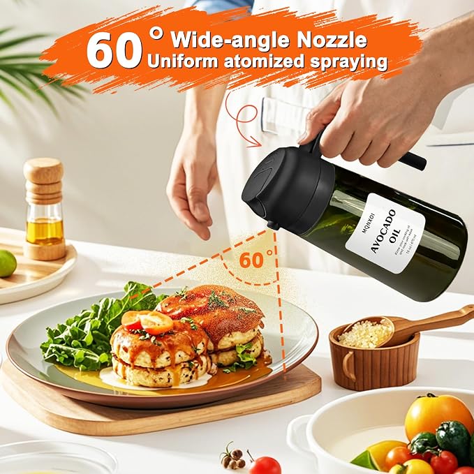 mqnxoi Oil Sprayer for Cooking, 2 in 1 Olive Oil Dispenser Bottle for Kitchen - Image 4