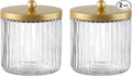 KMwares Matte Golden Yellow Set of 2 Glass Qtip Holder Dispenser Set by KMwares