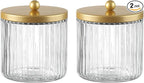 KMwares Matte Golden Yellow Set of 2 Glass Qtip Holder Dispenser Set by KMwares