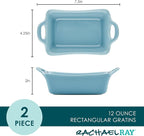 Rachael Ray Ceramics Au Gratin Set, Rectangular, Two 12-ounce, Agave Blue - Image 2