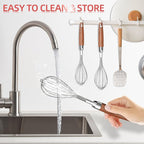 Stainless Steel Wire Whisk for Cooking- Wooden Handle Kitchen Multi Function - Image 7