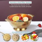 Kyraton Gold Colander 5 Quart, Professional Titanium Gold Plating Stainless - Image 2