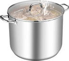 TeamFar Stainless Steel Stock Pot, 24QT Large Stockpot Tri-ply Bottom Cooking by TeamFar