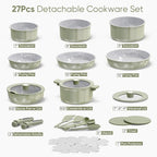 CAROTE 27pcs Ceramic Cookware Set Nonstick, Pots and Pans Set Non Stick - Image 2