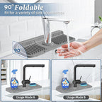 PoYang 14.6 inch Faucet Mat for Kitchen Sink Splash Guard, 7° Slope Silicone - Image 2