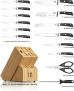 KnifeSaga Knife Set 15 Pcs Kitchen Knife Block Set, Enduring Razor-Sharp High - Image 6